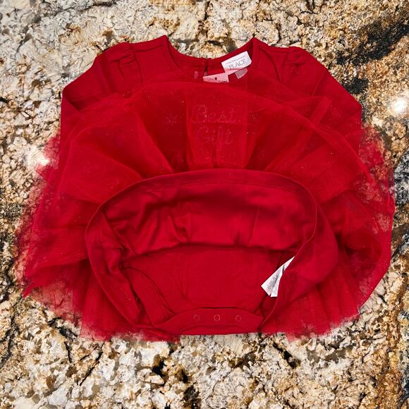 **NWT Children's Place Red W/Glitter "Best Gift Ever" Christmas Tutu Dress -6-9M - Picture 6 of 10